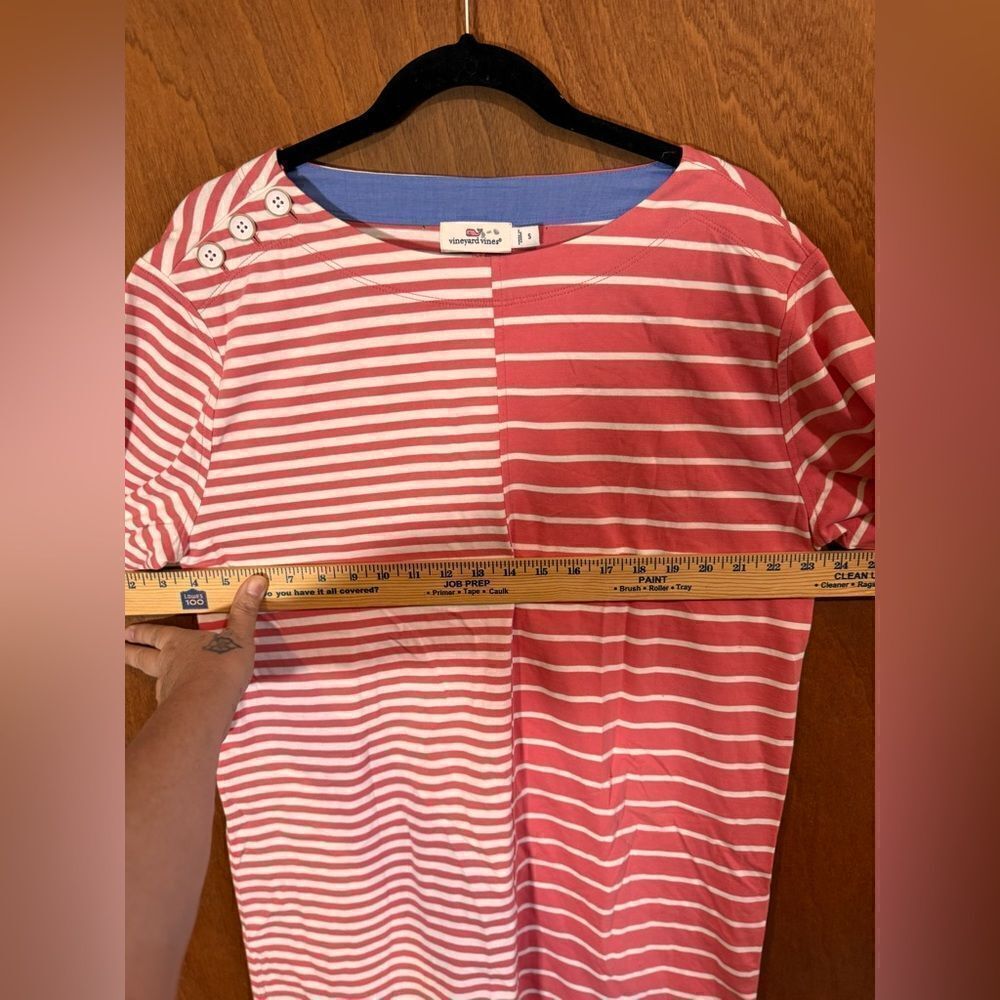 Vineyard Vines Split Stripe Sailor Boatneck Top Size S Coral White - Picture 4 of 7